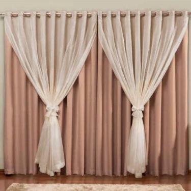 Imagem de Cortina Blackout Pvc com Voil Tecido 4,0 M X 2,5 M em 4 Opções de Core