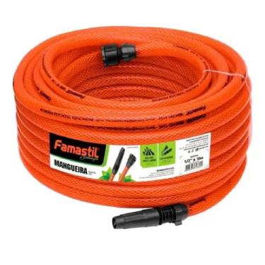 Imagem de Mangueira para Jardim 10M Trançada Kit com Esguicho e Conector Laranja