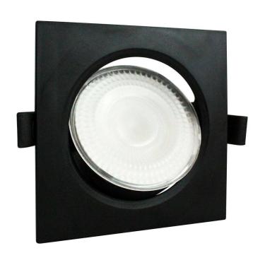 Imagem de Spot Led Foxlux Quadrado Embutir 7w 3000k Bivolt Preto
