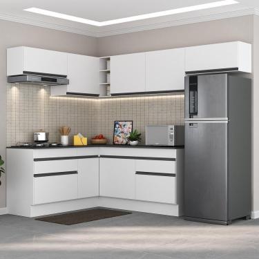 Imagem de Armário De Cozinha Completa De Canto Branco/preto