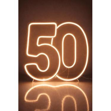 Imagem de Números 50 Led Neon Branco Quente ou Frio Festa 50x25cm - - Comercial 