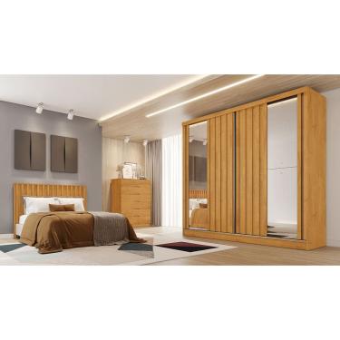 Imagem de Guarda Roupa Europa Mademarques 2 Portas de Bater 4 Gavetas MDF com Espelho Móveis Europa