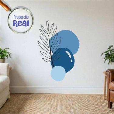 Imagem de Adesivo Floral Boho Azul Estilo Nórdico 100x69 Minimalista Mod.02