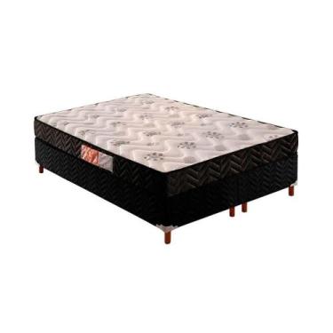 Imagem de Cama Box Queen: Colchão Espuma D45 Paropas Pasquale Black + Base CRC S