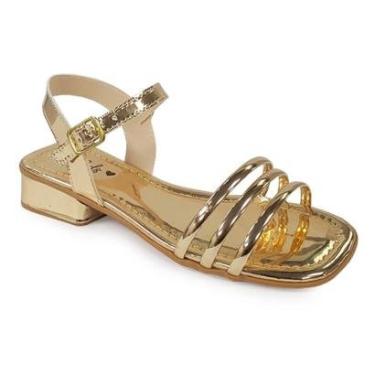 Imagem de Sandália Jet Kids Salto Bloco Baixo Infantil Dourada 1601-Feminino
