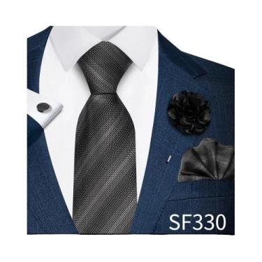 Imagem de Conjunto De Gravata Masculina Roxa Paisley Com Lenço De Bolso E Abotoa