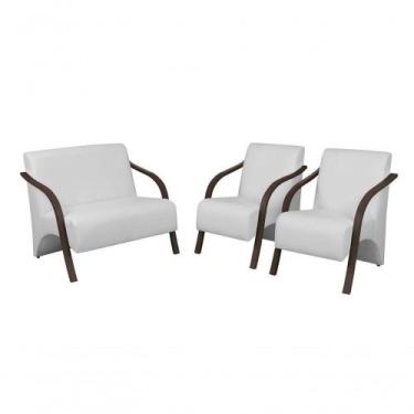 Imagem de Conjunto Poltronas Vênus Pés Madeira material sintético Branco - D SAL