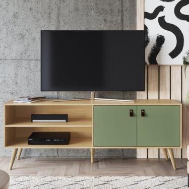 Imagem de Rack para TV até 55 Polegadas 160cm Pés em Madeira Maciça 2 Portas e A