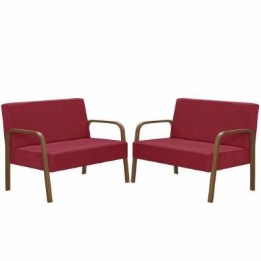 Imagem de Kit 2 Poltrona 2 Lugares Jade Braço Madeira D Salla design moderno na 