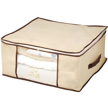 Imagem de Caixa Multiuso 5550 para Organização de Roupas e Brinquedos em TNT e Plástico com Visor Transparente para Armário Ou