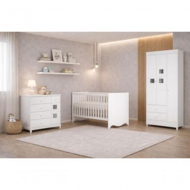Imagem de Quarto Infantil Com Berço Roupeiro E Cômoda Lunni- Mobibaby