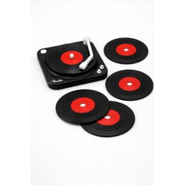 Imagem de Kit 4 Porta Copos Vinil com Base Vitrola Descanso de Copo - Copo Cerve