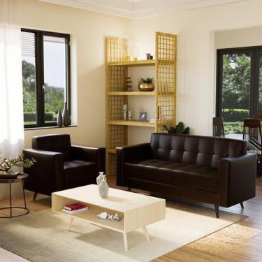 Imagem de Conjunto Sofá 3 Lugares com Poltrona material sintético Vitrola - Mont
