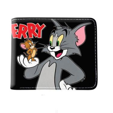 Imagem de Carteira, bolsa de moedas, couro, dobrável, Tom and Jerry Anime - Yiwe
