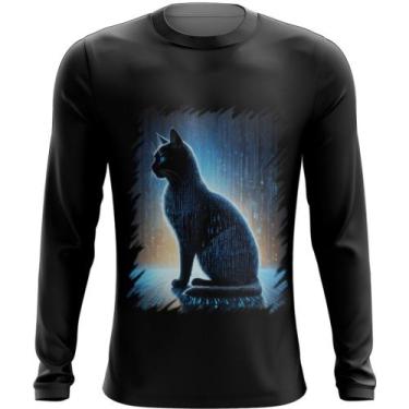 Imagem de Camiseta Manga Longa de Gato Oráculo Hacker Binário Mat 1 - Kasubeck S