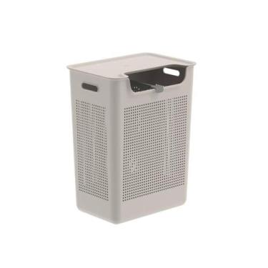 Imagem de Cesto de Roupas com Duplo Compartimento Ou 50L Linha Flow, Bege