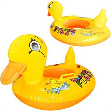 Imagem de Boia Bote Infantil Inflável com Fralda para Piscina Patinho Segurança 