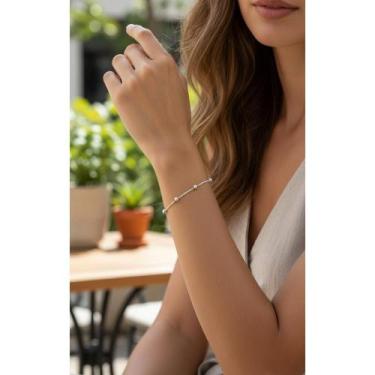 Imagem de Pulseira Prata 925 Bolinhas Delicada 19cm Luxo - Congratulations Store