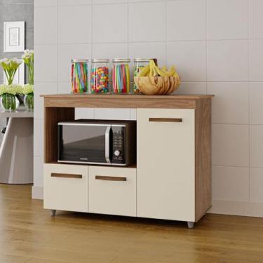 Imagem de Balcão Multiuso Liza 114cm 2 Portas com Espaço para Microondas - Mobli