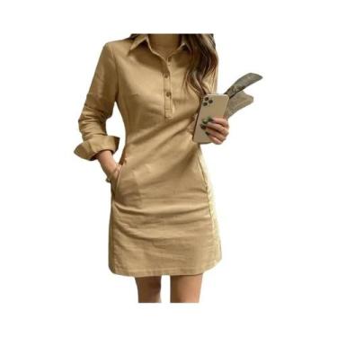Imagem de Vestido Feminino De Verão Com Manga Comprida VONDA Elegante, Cor Sólid