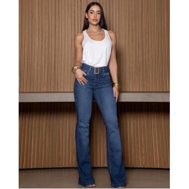 Imagem de Calça Feminina Consciência Jeans Flare Cinto Original - SAK Modas, Jea