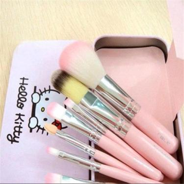Imagem de hello kitty conjunto de pincéis de maquiagem sombra blush lata - makeu