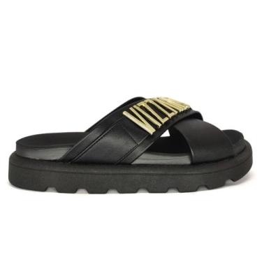 Imagem de Sandália Vizzano Papete Flatform Tira Cruzada em X Casual Cor:PretoTam