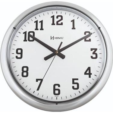 Imagem de Relogio de parede herweg 6128-028 cromado liso