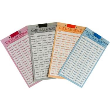Imagem de Cartelas de Rifa Bergo 200 Nomes Papel Offset 140g Kit com 50 Unidades para Sorteios Cores Mistas
