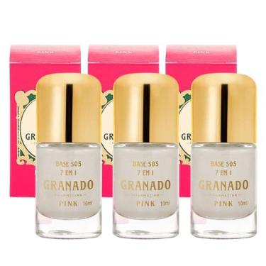 Imagem de Kit 3 Base para Unhas Fortalecedora SOS 7 em 1 Granado Pink 10ml