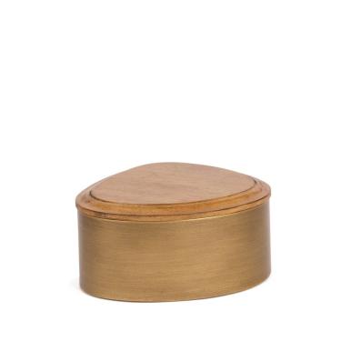 Imagem de Pote Decorativo em Metal Bronze com Tampa de Madeira 20cm 22704G Mart