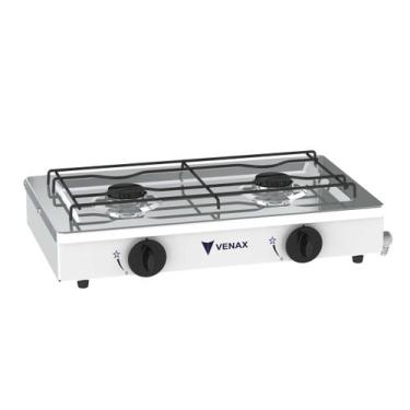 Imagem de Fogao a Gas Portatil 2 Bocas Venax Flamalar Branco