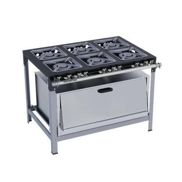 Imagem de Fogão Industrial 6 Bocas Duplas 30X30 com Super Forno Metalmaq