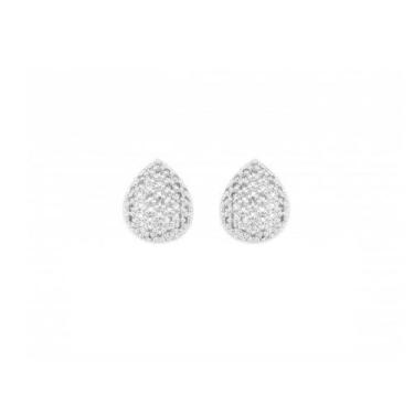 Imagem de Brinco gota cravejada banhado a ródio branco - zircônias - 1,2 cm x 1 