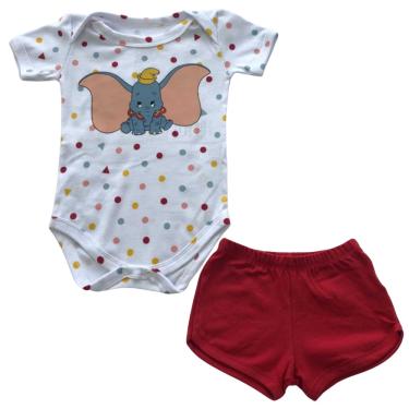 Imagem de Conjunto Body Manga Curta e Short Dumbo Algodão Infantil Unissex