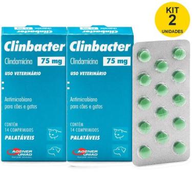 Imagem de 2 Antimicrobiano Clinbacter 75mg Cães E Gatos Agener Original - Agener