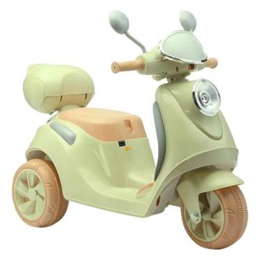Imagem de Mini Moto Elétrica Infantil Scooter 6v Verde Retro Luz Som Música e Ba