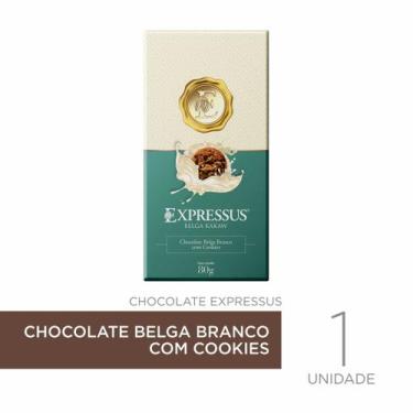 Imagem de Barra De Chocolate Expressus Kakaw Belga Branco Com Cookies