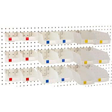Imagem de Right Arrange Caixas de pegboard – Conjunto de 18, transparentes – Ganchos para qualquer placa de pinos – Organize ferragens, acessórios, acessórios, bancada, armazenamento de garagem, sala de artesanato, galpão de ferramentas, suprimentos para hobbies, peças pequenas..