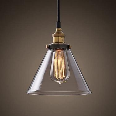 Imagem de Home-Neat Pingente Vidro Pendurado Luz, Industrial Luminária Suspensa Vintage Luminária Pendente para sala de estar, corredor (Triangle)