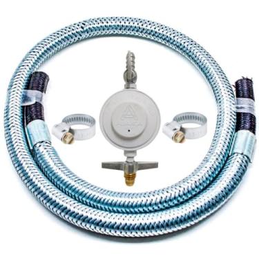 Imagem de Registro Regulador De Gás Botijão + Mangueira + Abraçadeiras Tamanho: 2,00 Metro