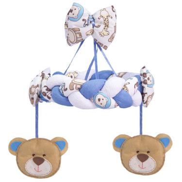 Imagem de Móbile Berço Decorativo Bebê Menino Urso Pote De Mel Azul