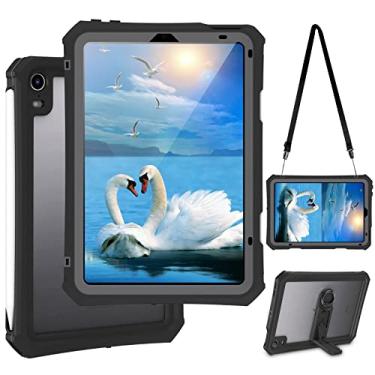 Imagem de Transy Capa para iPad mini 6/iPad mini 7 (A17 Pro), capa à prova d'água para iPad mini 7ª geração 2024/iPad Mini 6ª geração 2021 8,3 polegadas, proteção total com suporte para lápis