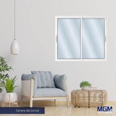 Imagem de Janela de Aluminio 2 folhas Com vidro liso 100x200 MGM Branco