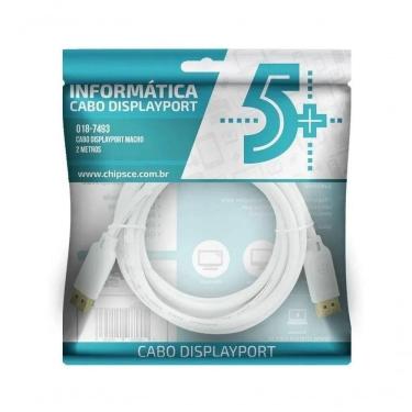 Imagem de Cabo Displayport Macho X Macho 2 Metros Branco