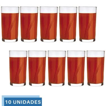 Imagem de Jogo 10 copo Brisa 300ml Vidro Suco Agua Transparente Nadir