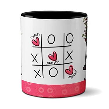 Imagem de Caneca Flork Namorados Fofos No Balanço O Amor Sempre Vence (Preta)