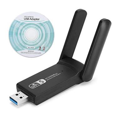 Imagem de Adaptador USB sem fio, antena de banda dupla USB 3.0 Adaptador de rede sem fio WiFi 1200 Mbps com disco