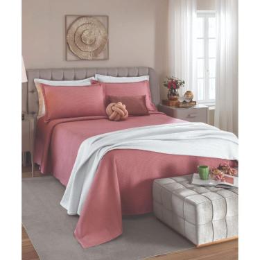 Imagem de Kit Colcha Solteiro Dohler 2 Peças 1,60x2,50m Piquet Rosa