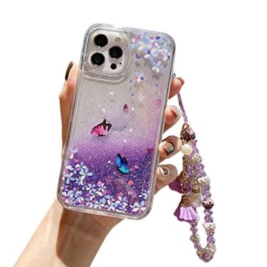 Imagem de OIOMAGPIE Capa de telefone criativa de pulseira de borboleta de flor brilhante de areia movediça para Samsung Galaxy A71 A51 A41 A31 A21 A11 A9 2018 4G 5G, capa traseira macia de silicone (A71 4G, borboleta B)
